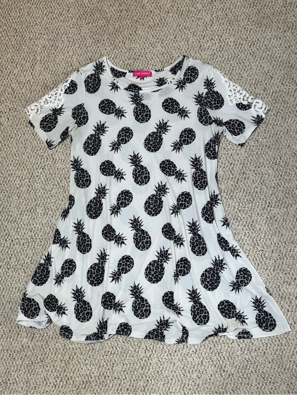 Simply Southern Cheetah Pineapple Beach Coverup Dress Replaced Fit Sz L